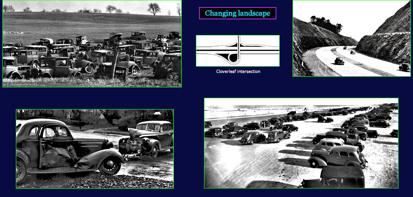 Cars, junkyards, Pennsylvania Turnpike, 1940s
